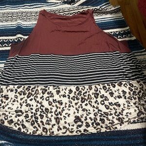 Maurices Maroon and Black Patterned Tank Top